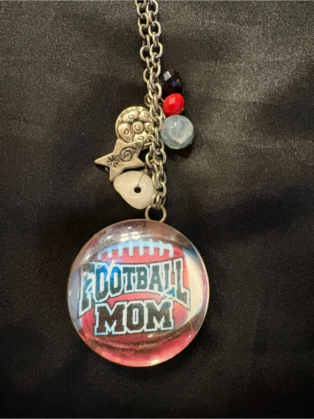 Football Mom Charm Necklace in Red, Black , White